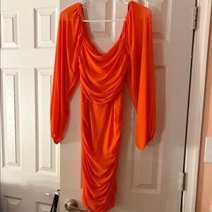 Vibrant Orange Long Sleeve Dress